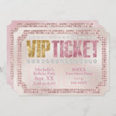 ソフトピンク＆ゴールド ダイヤモンドのチケット 招待状 (正面/裏面)