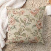 ソフトピンク サボン グリーン ベージュ シャビー シック フラワープリント クッション (ブランケット)