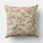 ソフトピンク サボン グリーン ベージュ シャビー シック フラワープリント クッション (裏面)