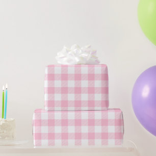 ソフトピンク バッファロー チェック ベビーシャワー 誕生日 ギフト ラッピングペーパー