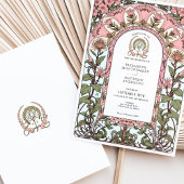 ソフトピンク&パステルエレガンスアールヌーボー結婚ズ 招待状