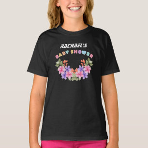 ソフトピンク フラワー ガール ベビーシャワー Tシャツ
