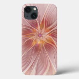 ソフトピンク フローラル ドリーム 抽象 フラクタル アート フラワー iPhone 13ケース