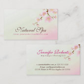 ソフトピンク&ホワイトフローラブロッサムナチュラルスパ 名刺 (正面/裏面)