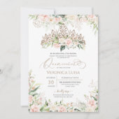 ソフトピンク&ホワイトローズラグジュアリーエレガントキンセアニェラ 招待状 (正面)