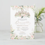 ソフトピンク&ホワイトローズラグジュアリーエレガントキンセアニェラ 招待状 (スタンド正面)