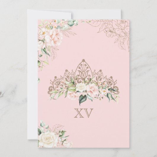 ソフトピンク&ホワイトローズラグジュアリーエレガントキンセアニェラ 招待状 (裏面)