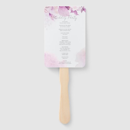 ソフトピンク モダン ボーホー フラワーのウェディングプログラム ハンドファン (裏面)