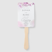 ソフトピンク モダン ボーホー フラワーのウェディングプログラム ハンドファン (正面)