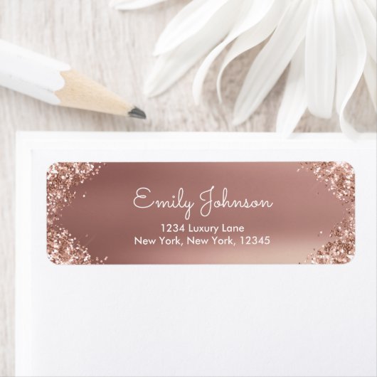 ソフトピンク ローズゴールド グリッターとスパークル ラベル (インサイチュ)