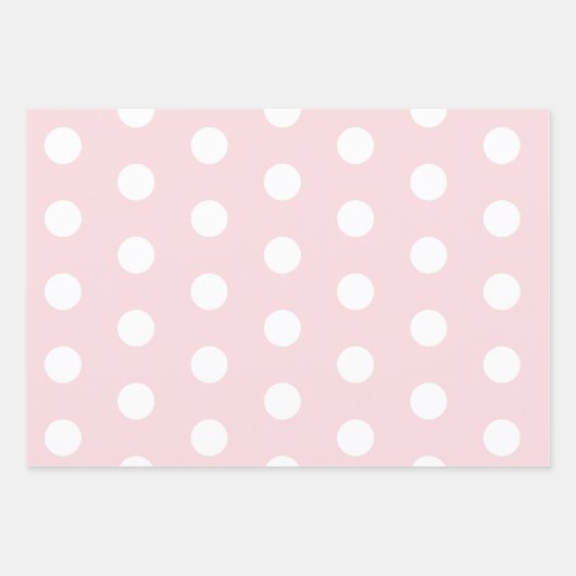 ソフトピンク(白水玉模様) ラッピングペーパーシート (正面)