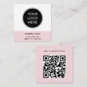 ソフトピンクQRコードロゴスクエアビジネスカード スクエア名刺 (正面/裏面)