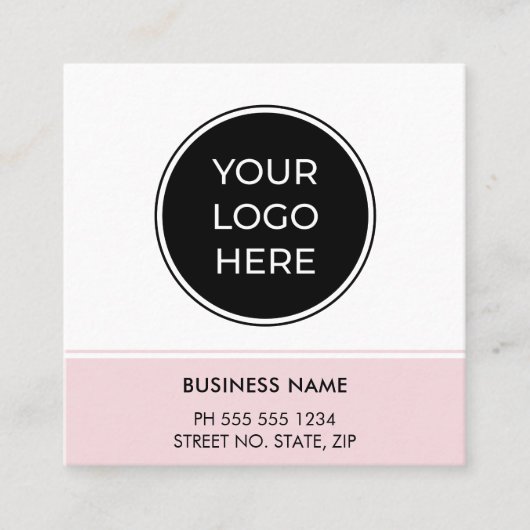 ソフトピンクQRコードロゴスクエアビジネスカード スクエア名刺 (正面)