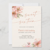 ソフトピンクSweet sixteen16誕生日写真 招待状 (正面)