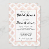 ソフトピーシー赤面ダマスクブライダルシャワー 招待状 (正面/裏面)
