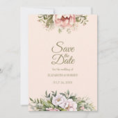 ソフトピーチと赤面フローラ日付カードを保存 招待状 (正面)