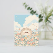 ソフトピーチの草原のかわいいハリネズミ ポストカード (スタンド正面)