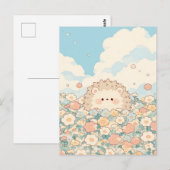 ソフトピーチの草原のかわいいハリネズミ ポストカード (正面/裏面)