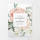 ソフトピーチウォーターカラーフローラオールインワン結婚ズ 三つ折り招待状 (カバー)
