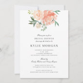 ソフトピーチウォーターカラーフローラブライダルシャワー 招待状 (正面)