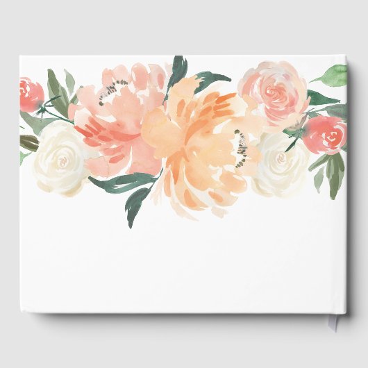 ソフトピーチウォーターカラーフローラモノグラム結婚ズ ゲストブック (裏面)