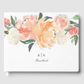 ソフトピーチウォーターカラーフローラモノグラム結婚ズ ゲストブック (正面)