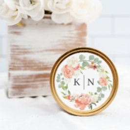 ソフトピーチウォーターカラーフローラモノグラム結婚ズ ラウンドシール