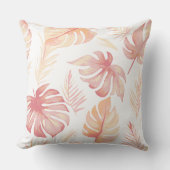 ソフトピーチウォーター色のトロピカルジャングル葉の クッション (正面)