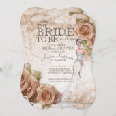 ソフトピーチカラーバラブライダルシャワー 招待状 (正面/裏面)