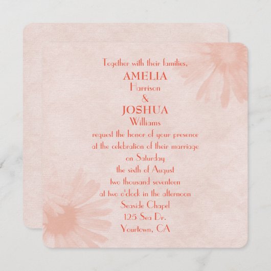 ソフトピーチデイジー結婚式招待状 招待状 (正面/裏面)