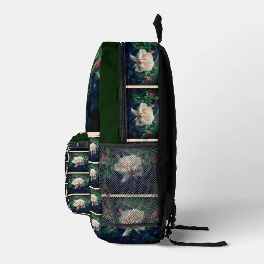 ソフトピーチバラフラワーパーソナライズされた自然 プリントバックパック (右)
