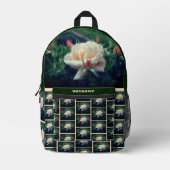 ソフトピーチバラフラワーパーソナライズされた自然 プリントバックパック (正面)