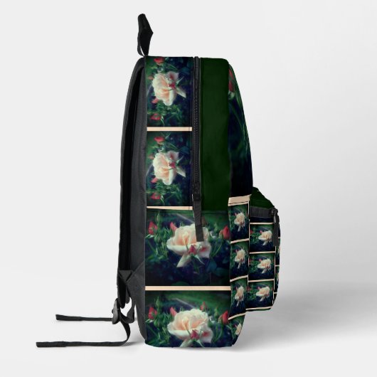ソフトピーチバラフラワーパーソナライズされた自然 プリントバックパック (左)