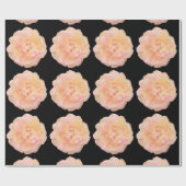 ソフトピーチピンクイエローローズデザインオーバーブラックBG ラッピングペーパー (フラット)