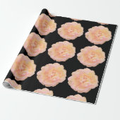 ソフトピーチピンクイエローローズデザインオーバーブラックBG ラッピングペーパー (アンロールド)