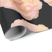 ソフトピーチピンクイエローローズデザインオーバーブラックBG ラッピングペーパー (ロールコーナー)