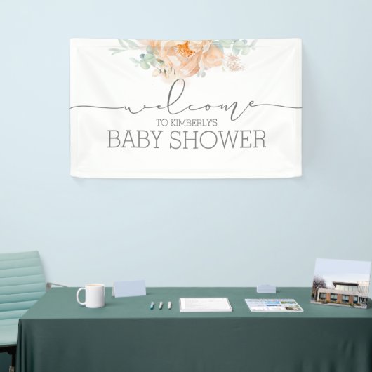 ソフトピーチフラワーベビーシャワーウェルカム 横断幕 (トレードショー)