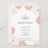 ソフトピーチフローラルパターンクロスガールバプテスマ 招待状 (正面)