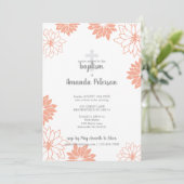 ソフトピーチフローラルパターンクロスガールバプテスマ 招待状 (スタンド正面)