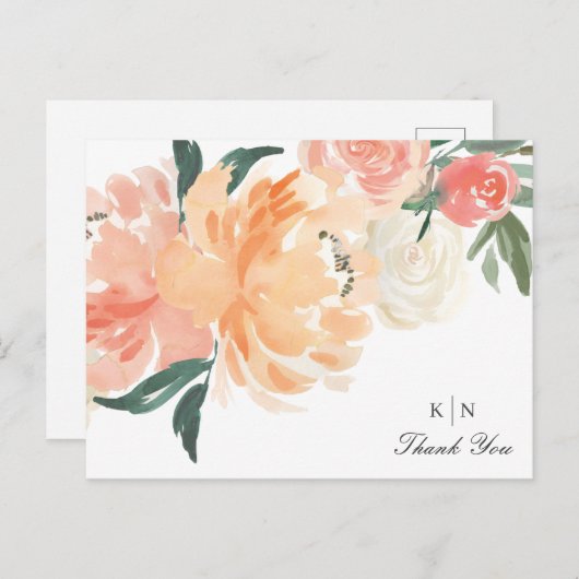 ソフトピーチフローラ結婚モノグラムありがとう ポストカード (正面/裏面)