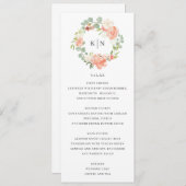 ソフトピーチフローラ結婚モノグラムのメニューカード 招待状 (正面/裏面)