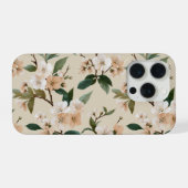 ソフトピーチブラッサムアイボリーの花柄 iPhoneケース (裏面横)