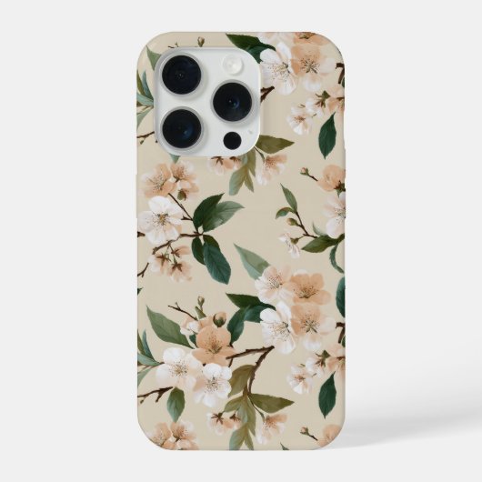 ソフトピーチブラッサムアイボリーの花柄 iPhoneケース (裏面)