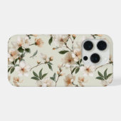 ソフトピーチブラッサムアイボリーの花柄 iPhoneケース (裏面横)
