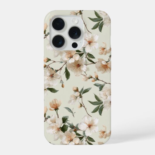 ソフトピーチブラッサムアイボリーの花柄 iPhoneケース (裏面)