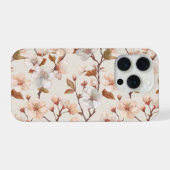 ソフトピーチブラッサムアイボリーの花柄 iPhoneケース (裏面横)