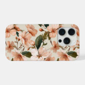 ソフトピーチブラッサムアイボリーの花柄 iPhoneケース (裏面横)