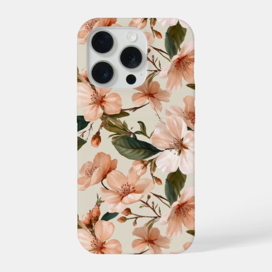 ソフトピーチブラッサムアイボリーの花柄 iPhoneケース (裏面)
