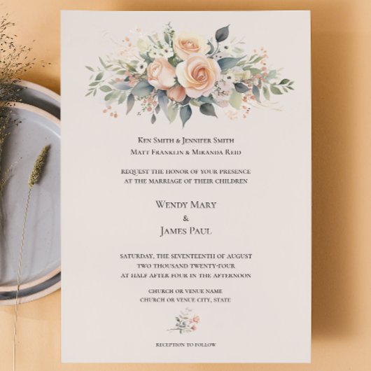 ソフトピーチブロッサムフォーマル結婚式招待状 招待状