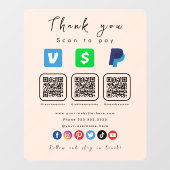 ソフトピーチ数々のQRコードPaypal Venmoキャッシュアプリ ウィンドウサイン (シート)